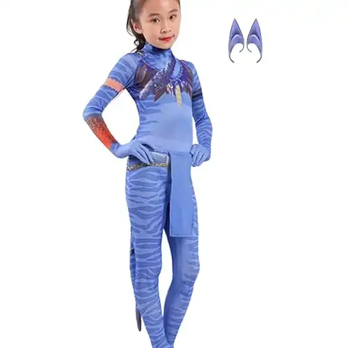 Avatar Costume for Kids, Anime Costume Halloween Cosplay Jumpsuit Tights Bodysuit Stage Costumes for Children Girls Boys