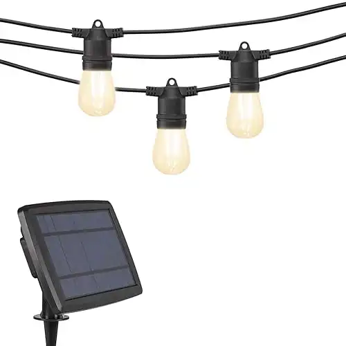 Beams S14 Bulb Solar LED Weatherproof Outdoor String Lights, 27 feet, Black