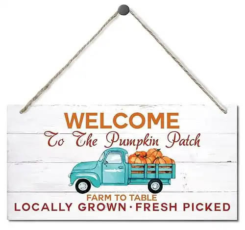 Fall Decoration, Hanging Wood Sign Home Decorative, Pumpkin Truck Decor, Farmhouse Fall Home Decor, Kitchen Decor, Autumn Fall Wall Decor, Wall Decor Art, Welcome to the Pumpkin Patch Sign