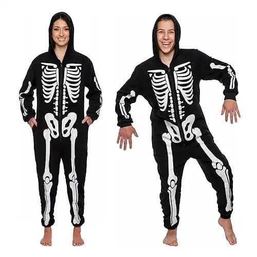 Funziez! Slim Fit Adult Onesie - Animal Halloween Costume - Plush Fruit One Piece Cosplay Suit for Women and Men