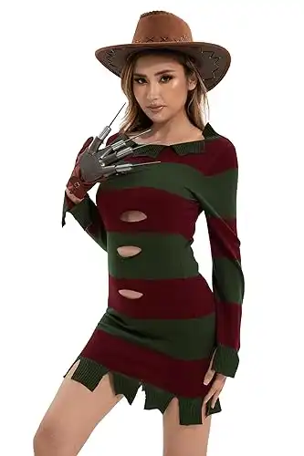 TMSD Halloween Sweater for Adult Cosplay Costume Knitted Striped Sweater