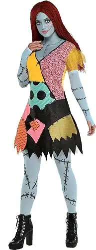 Party City Sally Costume for Women, The Nightmare Before Christmas - Costume Includes Patchwork Dress, Red Wig, Arm Warmers & Tights - Costumes for Halloween, Birthday Parties & Themed Events