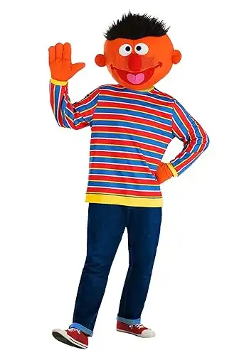 Get Ready to Laugh with The Men's Sesame Street Ernie Mascot Costume, Halloween Outfit for Adults