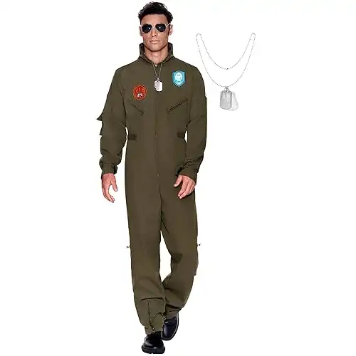 Spooktacular Creations Men s Flight Pilot Costume Adult, Flight Suit with Accessory for Halloween Costume