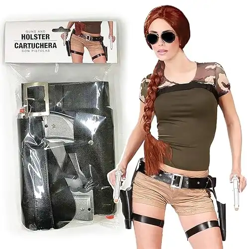 Thigh Holster for Women, SEPTCITY Adjustable Leg Holsters for Pistols Toy Gun Holster for Women, Cool Cowboy Toys Party Accessory Halloween Cosplay Police Costume for Women