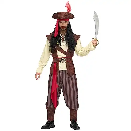 Spooktacular Creations Mens Caribbean Pirate Costume Adult Sea Captain Robber Costume for Halloween