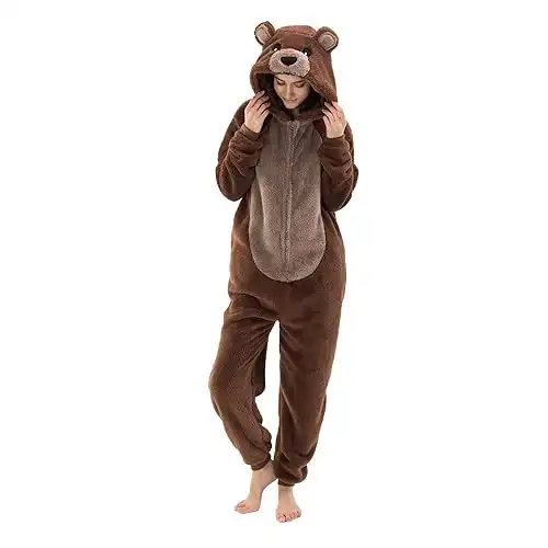 COSUSKET Snug Fit Unisex Adult Onesie Pajamas, Flannel Cosplay Animal One Piece Halloween Costume Sleepwear Homewear