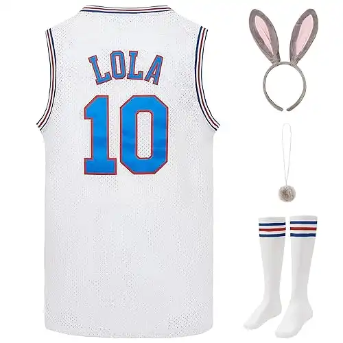 Mens #1 Bugs and Lola #10 Jerseys Couple Halloween Costumes Sets Space Basketball Jersey