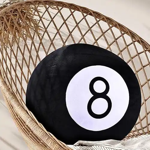 8 Ball Pillow for Aesthetic Room Decor - Soft Polyester Eight Ball Pillow for Funny Room Decor - 14" Billiard Pillows for Gaming Room Decor - Cool Pillows