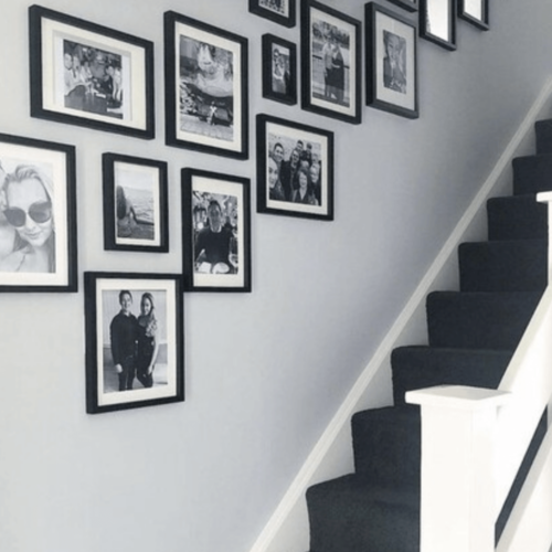 staircase above wall decor